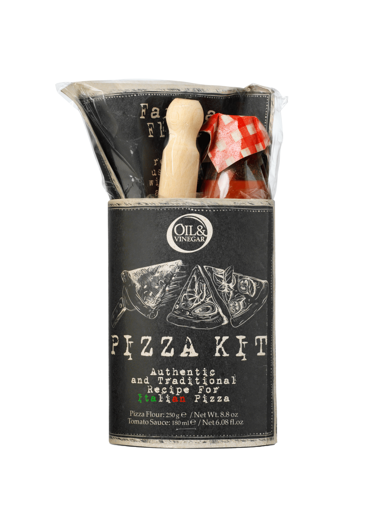 Italiaanse Pizza Kit met Pizzameel, Tomatensaus & Deegroller - Cadeauset