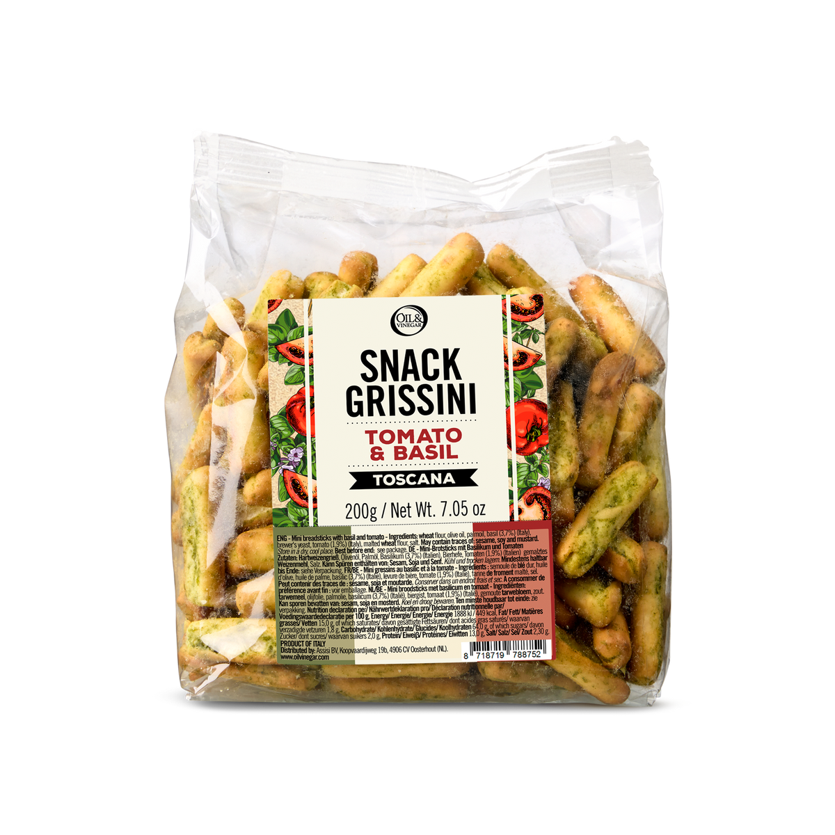 Grissini Toscana – Gressins à la tomate et au basilic – 200g