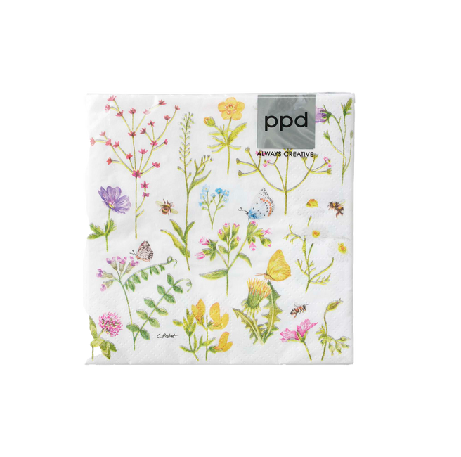 Serviette à Fleurs - 25 x 25 cm - Lot de 20