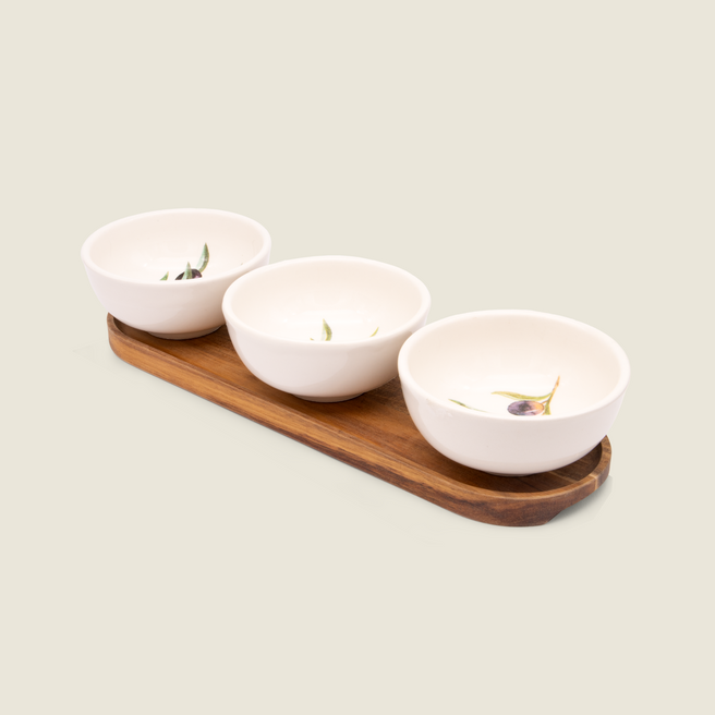 Plateau de service en bois d’acacia durable - 30 x 9 cm