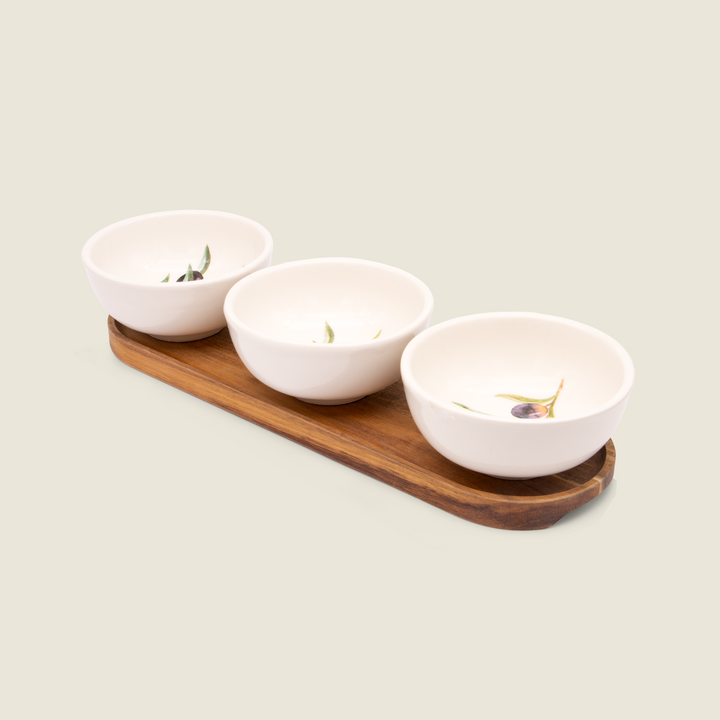 Plateau de service en bois d’acacia durable - 30 x 9 cm