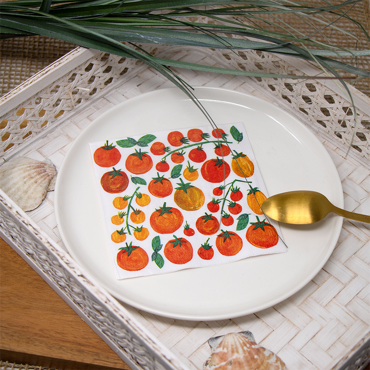 Servet met tomaten - 25x25 cm - Set van 20