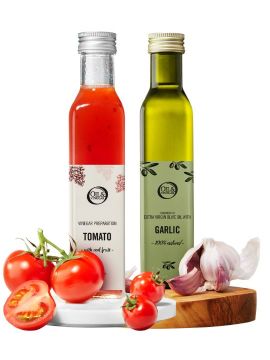 Tomatenazijn & Extra vierge olijfolie met knoflook - 2x 250ml