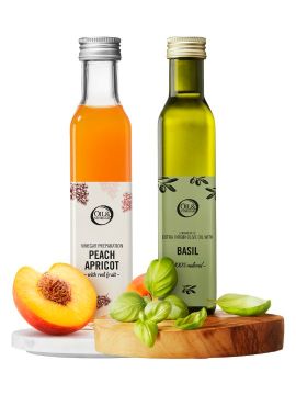 Perzik-abrikozenazijn & Extra vierge olijfolie met basilicum